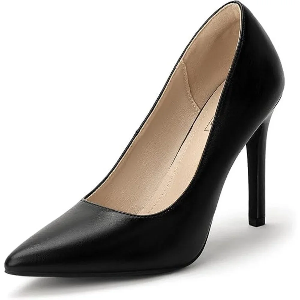IDIFU Womens Size 8 Black Faux Leather 4